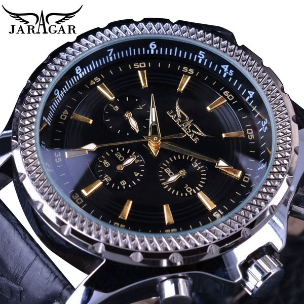jaragar men automatic watches accidental black 3-dial date sports real leather self-contained wind mechanical wristwatches relogio masculino, Slivery;brown
jaragar men automatic watches accidental black 3-dial date sports real leather self-contained wind mechanical wristwatches relogio masculino, Slivery;brown