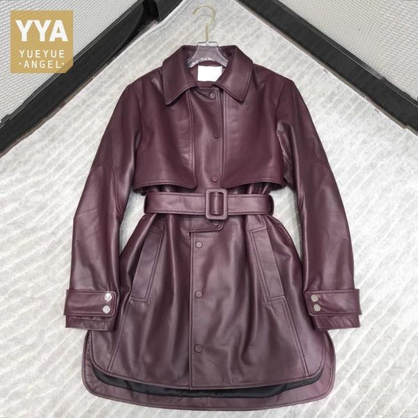 women's leather & faux high street spring autumn women long jacket sheepskin real windbreakers overcoat sleeve sashes slim fit female c, Black
women's leather & faux high street spring autumn women long jacket sheepskin real windbreakers overcoat sleeve sashes slim fit female c, Black