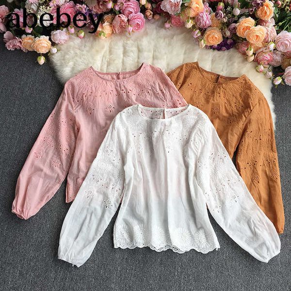 spring autumn temperament o-neck long sleeve shirt embroidery hollow out loose casual short solid shirt 210715, White
spring autumn temperament o-neck long sleeve shirt embroidery hollow out loose casual short solid shirt 210715, White
