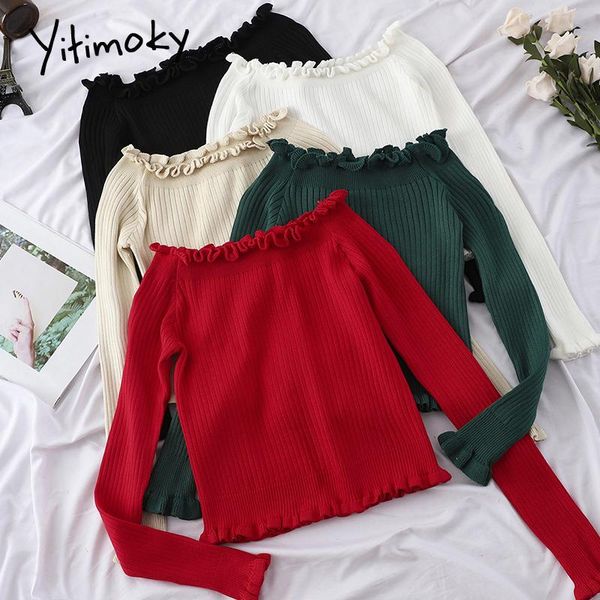 women's sweaters yitimoky stretch woman autumn winter 2021 bare shoulder korean fashion slim knitted short jumpers top, White;black
women's sweaters yitimoky stretch woman autumn winter 2021 bare shoulder korean fashion slim knitted short jumpers top, White;black