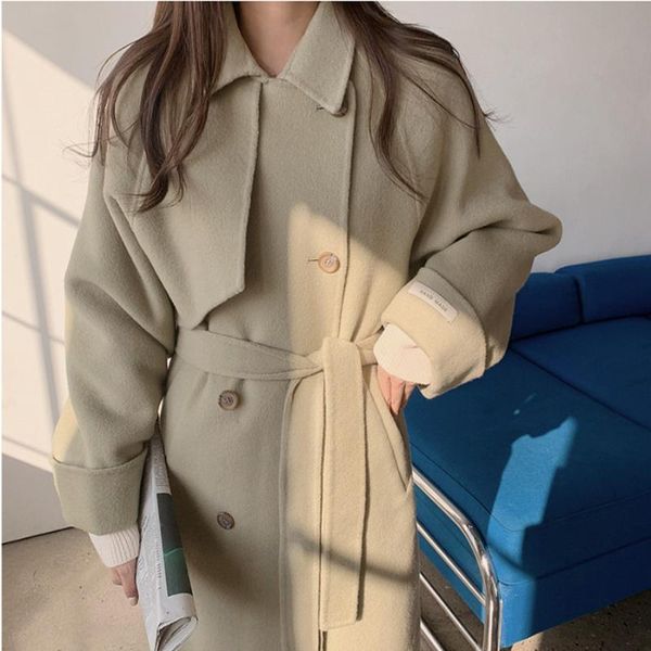 women's wool & blends korean chic thick warm women overcoat cashmere winter long woolen coats double breasted lace-up female blend coat, Black
women's wool & blends korean chic thick warm women overcoat cashmere winter long woolen coats double breasted lace-up female blend coat, Black