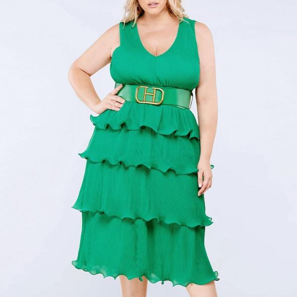 casual dresses 2021 european and american fashion women's pleated sleeveless layered medium length dress without belt, Black;gray
casual dresses 2021 european and american fashion women's pleated sleeveless layered medium length dress without belt, Black;gray