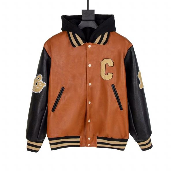 fashiondemon high version cel contrast leather fake two piece removable hat men's and women's baseball jacket, Black;brown
fashiondemon high version cel contrast leather fake two piece removable hat men's and women's baseball jacket, Black;brown