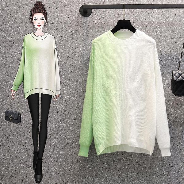 women's sweaters green gradient knitted plus large size oversize korean style fashion pullovers for autumn clothing ladies 2021, White;black
women's sweaters green gradient knitted plus large size oversize korean style fashion pullovers for autumn clothing ladies 2021, White;black