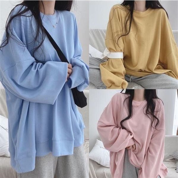 2021 new loose solid color long sleeve t-shirt super large womens round neck korean womens leisure home womens t-shirt, Black
2021 new loose solid color long sleeve t-shirt super large womens round neck korean womens leisure home womens t-shirt, Black