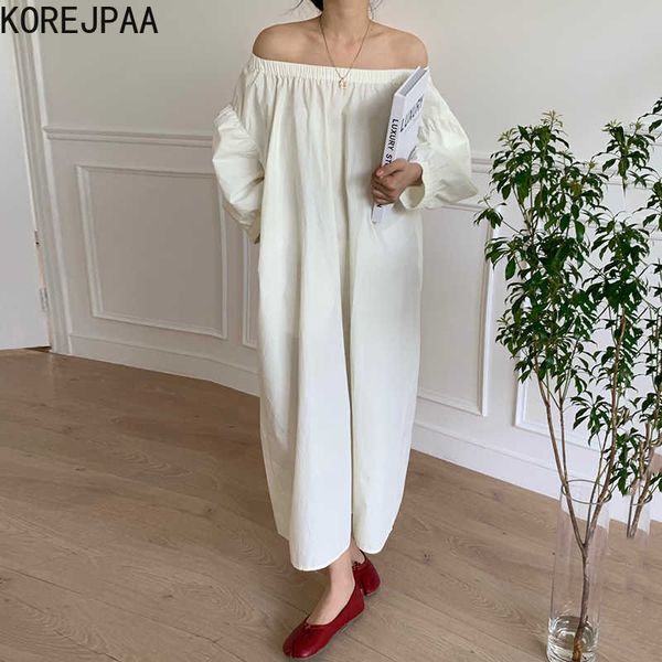 korejpaa women dress summer korea chic female french simple one-line cllar strapless loose solid color puff sleeve vestidos 210526, Black;gray
korejpaa women dress summer korea chic female french simple one-line cllar strapless loose solid color puff sleeve vestidos 210526, Black;gray