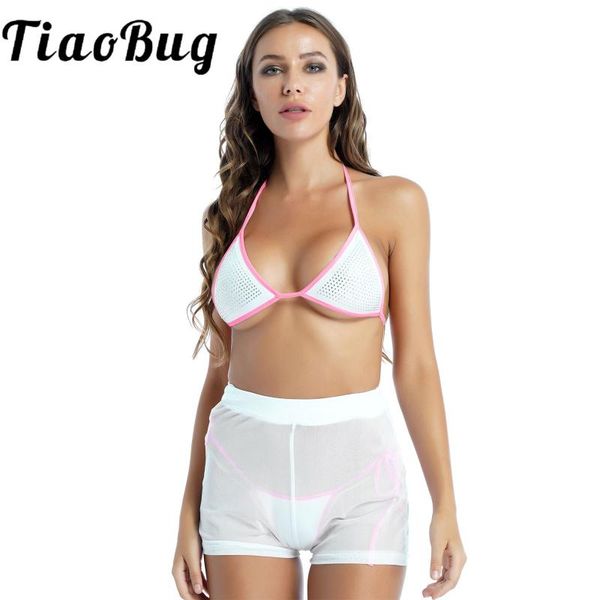 women's swimwear women shiny rhinestone swimsuit bikini set lace-up halter neck unlined bra g-string underwear with see-through mesh s, White;black
women's swimwear women shiny rhinestone swimsuit bikini set lace-up halter neck unlined bra g-string underwear with see-through mesh s, White;black