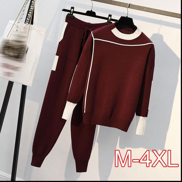 plus size woman sweater suits knit casual tracksuits crewneck pullovers drawstrings elastic pants two piece sets female outfits, Gray
plus size woman sweater suits knit casual tracksuits crewneck pullovers drawstrings elastic pants two piece sets female outfits, Gray