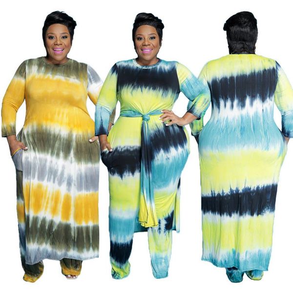 women's two piece pants 5xl plus size clothing custom fashion tie dye pocket printing personality split loose casual long suit, White
women's two piece pants 5xl plus size clothing custom fashion tie dye pocket printing personality split loose casual long suit, White