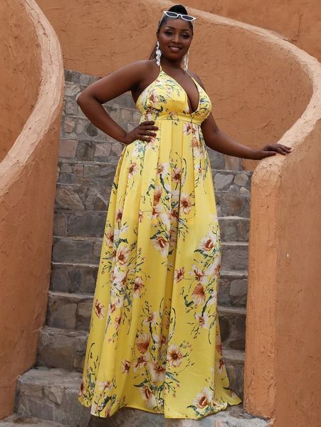 seomiscky plus floral print halter neck dress w7al#, Black
seomiscky plus floral print halter neck dress w7al#, Black