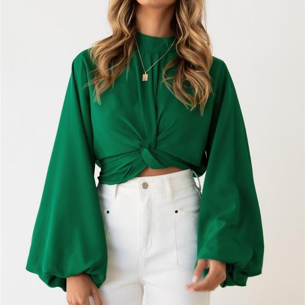women's blouses & shirts 2021 spring autumn ladies green streetwear women crop black pink lantern sleeve knot blusas mujer, White
women's blouses & shirts 2021 spring autumn ladies green streetwear women crop black pink lantern sleeve knot blusas mujer, White