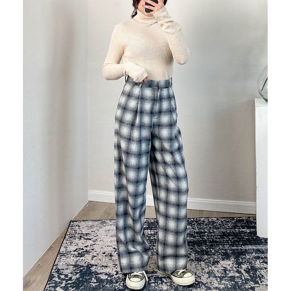 2021 women autumn and winter new style plaid high waist long warm woolen wide leg pants h46f, Black;white
2021 women autumn and winter new style plaid high waist long warm woolen wide leg pants h46f, Black;white