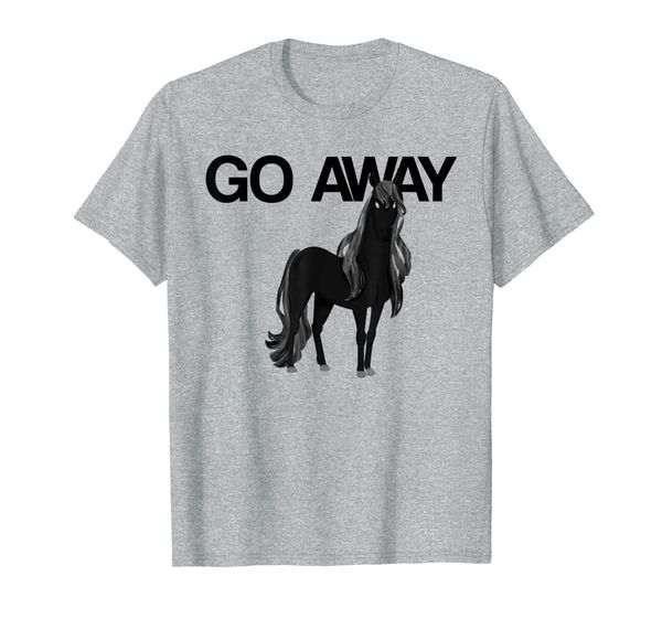 goth black horse, go away t-shirt, White;black 
goth black horse, go away t-shirt, White;black