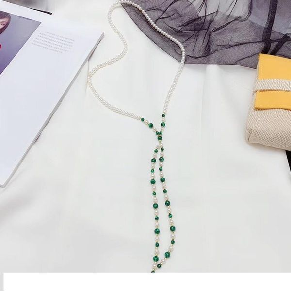 chains fresh water pearl malachite small long necklace autumn and winter go with everything, Silver
chains fresh water pearl malachite small long necklace autumn and winter go with everything, Silver