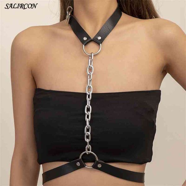 leather harness belt bondage gothic necklace for women punk cage straps waist chain choker fashion body jewelry, Silver
leather harness belt bondage gothic necklace for women punk cage straps waist chain choker fashion body jewelry, Silver