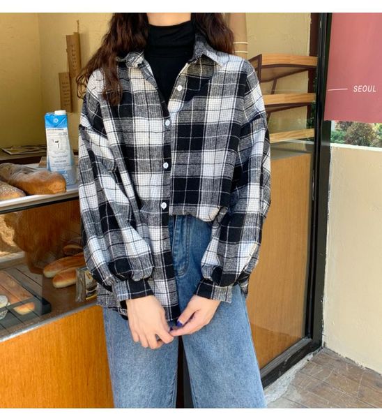 women's blouses & shirts vintage spring women fashion long sleeve shirt plaid woman casual harajuku 2021 mujer camisetas, White
women's blouses & shirts vintage spring women fashion long sleeve shirt plaid woman casual harajuku 2021 mujer camisetas, White