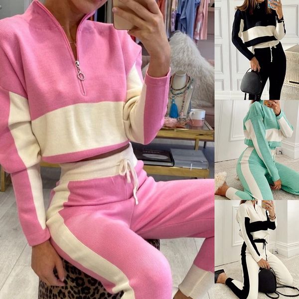 women 2 piece outfit stitching color long sleeve pullover sweatshirt side striped sport pant jogger set female tracksuit, Black;white
women 2 piece outfit stitching color long sleeve pullover sweatshirt side striped sport pant jogger set female tracksuit, Black;white