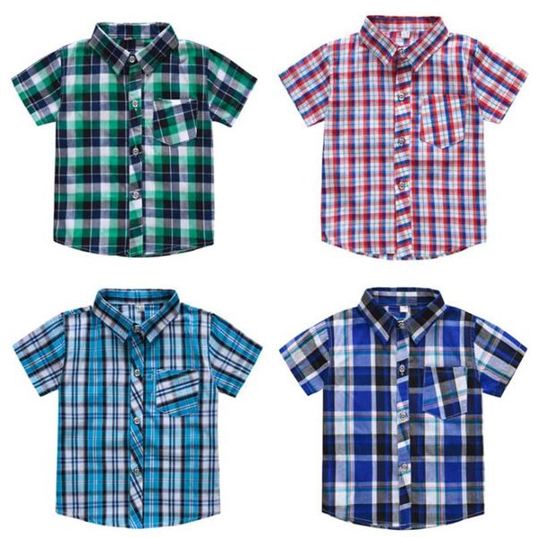 kids clothes toddler boys short sleeve plaid cotton shirt children summer casual, White;black
kids clothes toddler boys short sleeve plaid cotton shirt children summer casual, White;black