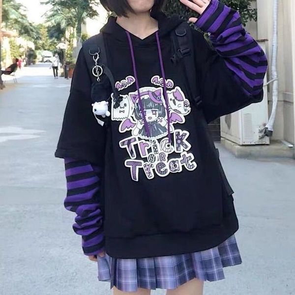 women's hoodies & sweatshirts kawaii harajuku autumn winter hoodie woman cute cartoon anime gothic print stitching long-sleeved sweatsh, Black
women's hoodies & sweatshirts kawaii harajuku autumn winter hoodie woman cute cartoon anime gothic print stitching long-sleeved sweatsh, Black