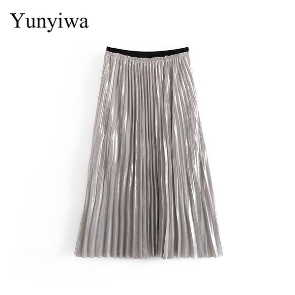 skirts 2021 women elastic waist silver pleated skirt faldas mujer ladie casual metallic color chic brand, Black
skirts 2021 women elastic waist silver pleated skirt faldas mujer ladie casual metallic color chic brand, Black