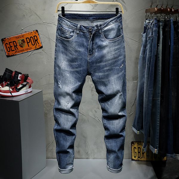 brand men's high-end national tide stretch fashion harlan jeans men, Blue 
brand men's high-end national tide stretch fashion harlan jeans men, Blue