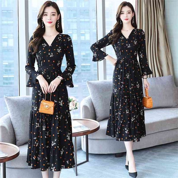 autumn female black floral chiffon maxi dress vintage casual 2xl plus size long sleeve dresses elegant women party vestidos 210528, Black;gray
autumn female black floral chiffon maxi dress vintage casual 2xl plus size long sleeve dresses elegant women party vestidos 210528, Black;gray