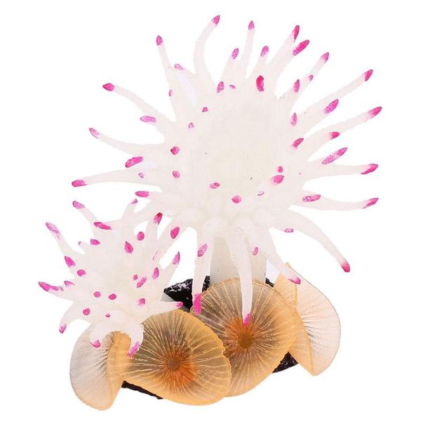 aquarium artificial coral decoration 8.9cm tall white fuchsia