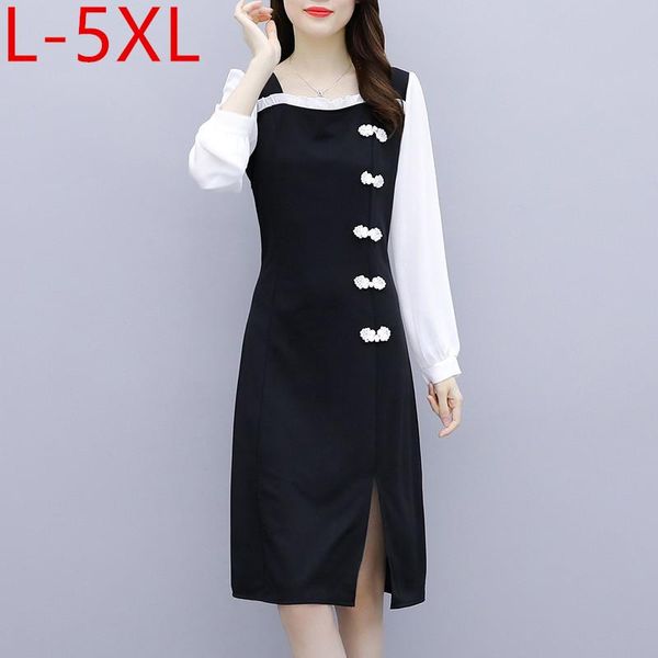 casual dresses l-5xl plus size 2021 autumn elegant women's long sleeves patchwork split dress chinese cheongsam style oversize s122, Black;gray
casual dresses l-5xl plus size 2021 autumn elegant women's long sleeves patchwork split dress chinese cheongsam style oversize s122, Black;gray
