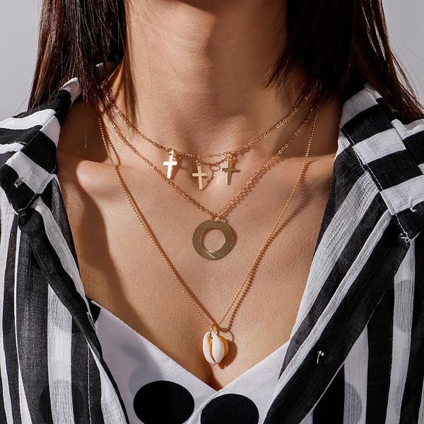 pendant necklaces fashion multi-layer cross shell pendants for women summer beach chain wedding party femme jewelry brincos, Silver
pendant necklaces fashion multi-layer cross shell pendants for women summer beach chain wedding party femme jewelry brincos, Silver