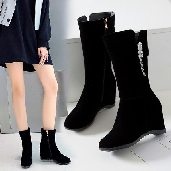 boots autumn and winter the wedges short plush inner increase women's wild mid-heel rhinestone short/mid tube, Black
boots autumn and winter the wedges short plush inner increase women's wild mid-heel rhinestone short/mid tube, Black