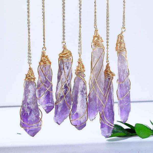 chains gold copper wire wrapped natural stones amethyst jewelry pendants women is necklace healing energy gemstone, Silver
chains gold copper wire wrapped natural stones amethyst jewelry pendants women is necklace healing energy gemstone, Silver