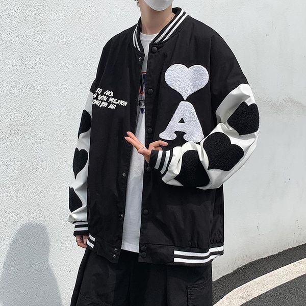 men's jackets love embroidered baseball jacket spring and autumn korean brand versatile loose ruffian handsome casual unisex, Black;brown
men's jackets love embroidered baseball jacket spring and autumn korean brand versatile loose ruffian handsome casual unisex, Black;brown