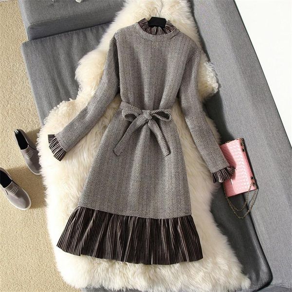 fashion and winter women's wool new slim temperament two-piece dress thickening women uy53, Black;gray
fashion and winter women's wool new slim temperament two-piece dress thickening women uy53, Black;gray