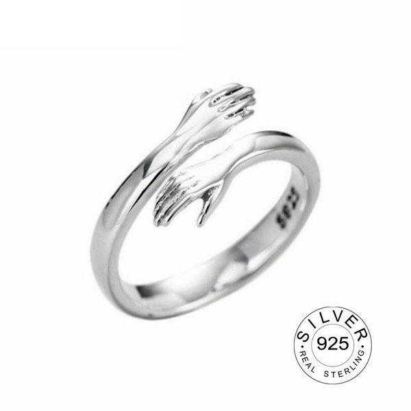 cluster rings hands hug shaped resizable 925 sterling silver gold ring gift for women fine jewelry open adjustable loop antique kofo, Golden;silver
cluster rings hands hug shaped resizable 925 sterling silver gold ring gift for women fine jewelry open adjustable loop antique kofo, Golden;silver