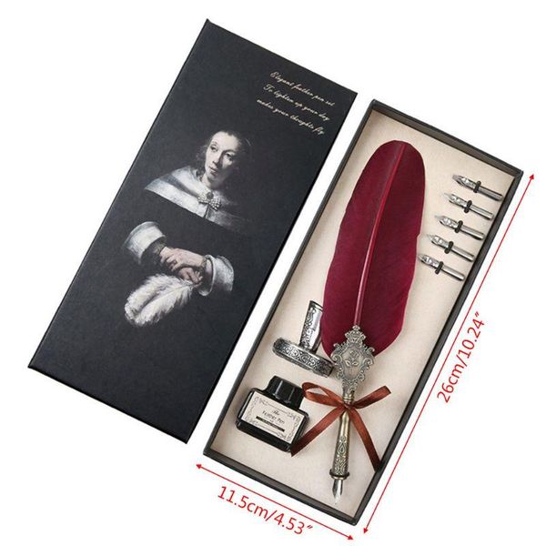 retro classical feather quill dip english calligraphy fountain pen with writing ink 5 nibs kit set stationery gift box
retro classical feather quill dip english calligraphy fountain pen with writing ink 5 nibs kit set stationery gift box