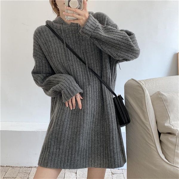 winter women long sleeve lady casual sweater home comfort loose hooded mid-length pullover women's sweaters, White;black 
winter women long sleeve lady casual sweater home comfort loose hooded mid-length pullover women's sweaters, White;black