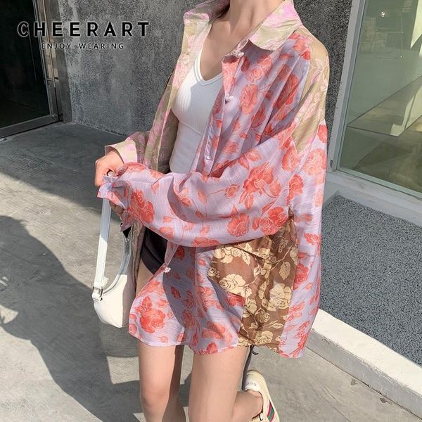 women's blouses & shirts cheerart summer pink long sleeve see through oversized shirt women floral patchwork button up collared transpa, White
women's blouses & shirts cheerart summer pink long sleeve see through oversized shirt women floral patchwork button up collared transpa, White