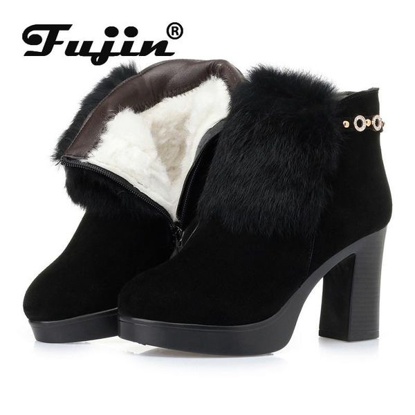 boots fujin wool women genuine leather snow warm thick heel fur platform for shoes plush ankle winter, Black
boots fujin wool women genuine leather snow warm thick heel fur platform for shoes plush ankle winter, Black