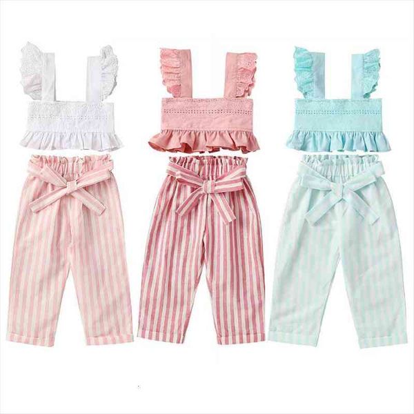 1 6y kids baby girls clothes set summer children ruffle sleeveless cami crop stripe belt pants fashion outfis, White
1 6y kids baby girls clothes set summer children ruffle sleeveless cami crop stripe belt pants fashion outfis, White
