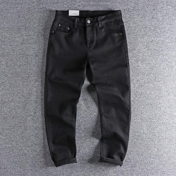 men's jeans micro elastic black basic slim fit small foot versatile tough man cut youth quarter pants 219, Blue
men's jeans micro elastic black basic slim fit small foot versatile tough man cut youth quarter pants 219, Blue