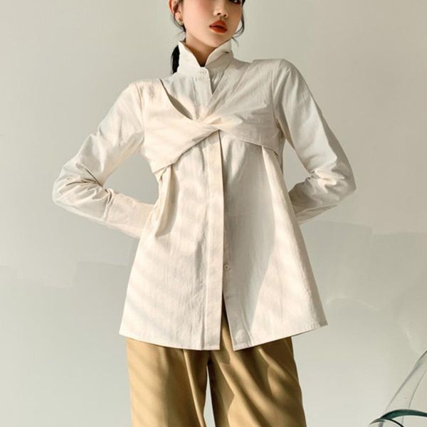 2021 autumn across bandage turn-down collar elegant all-match long-sleeved loose white women shirt fashion tide c736
2021 autumn across bandage turn-down collar elegant all-match long-sleeved loose white women shirt fashion tide c736
