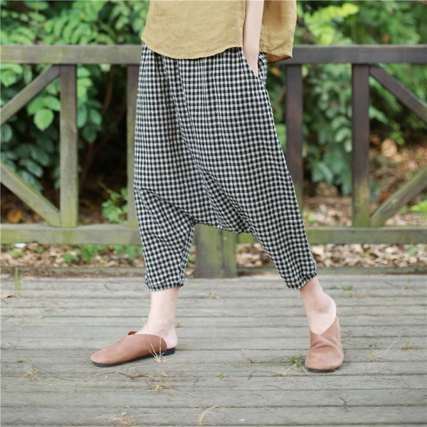 china cropped pants womens art chinese style loose pants vintage plaid checked trousers cotton and linen casual trousers 10197, Red
china cropped pants womens art chinese style loose pants vintage plaid checked trousers cotton and linen casual trousers 10197, Red