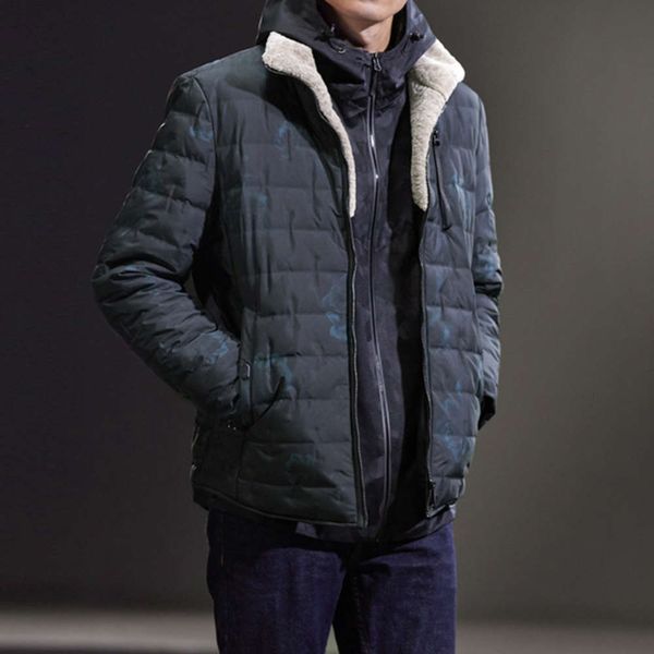 winter new men's printed stand collar down feeling warm business leisure down jacket y4e029, Black
winter new men's printed stand collar down feeling warm business leisure down jacket y4e029, Black