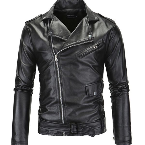 spring fashion motorcycle leather jacket men slim fit oblique zipper pu jacket autumn men leather jackets coats black white t200319, Black;brown
spring fashion motorcycle leather jacket men slim fit oblique zipper pu jacket autumn men leather jackets coats black white t200319, Black;brown