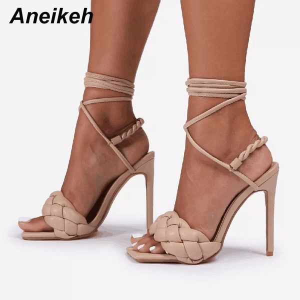 sandals aneikeh fashion pu woven fabric front & rear strap sandales summer peep toe high heel cross-tied gladiator party women shoes, Black
sandals aneikeh fashion pu woven fabric front & rear strap sandales summer peep toe high heel cross-tied gladiator party women shoes, Black