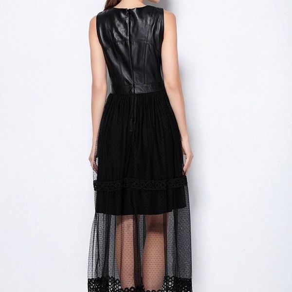 casual dresses elegant summer lady black lace evening vestidos italian luxury women sheepskin genuine leather sleeveless party long dress, Black;gray
casual dresses elegant summer lady black lace evening vestidos italian luxury women sheepskin genuine leather sleeveless party long dress, Black;gray