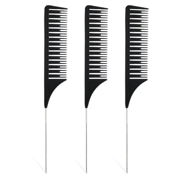 hair brushes 4-color steel tip tail comb professional salon dyeing anti-static cutting styling tools, Silver
hair brushes 4-color steel tip tail comb professional salon dyeing anti-static cutting styling tools, Silver