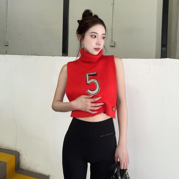 women's sweaters small fragrance diamond digital turtleneck knitted vest 2021 autumn and winter niche wild sleeveless pullover women, White;black
women's sweaters small fragrance diamond digital turtleneck knitted vest 2021 autumn and winter niche wild sleeveless pullover women, White;black