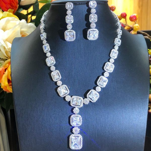 earrings & necklace kellybola luxury nigerian pendant for women wedding bridal cubic zircon dubai shiny party jewelry, Silver
earrings & necklace kellybola luxury nigerian pendant for women wedding bridal cubic zircon dubai shiny party jewelry, Silver