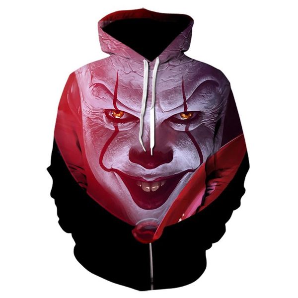 men's hoodies & sweatshirts 2021 autumn and winter style 3d printing clown hoodie men women costume fun cosplay sweatshirt spoof mask, Black 
men's hoodies & sweatshirts 2021 autumn and winter style 3d printing clown hoodie men women costume fun cosplay sweatshirt spoof mask, Black